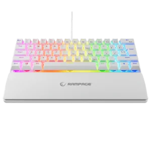 Tastierë Mekanike Rampage Plower K60 –Gaming, US Layout, Blue Switch, me Mbështetje për Duar, E Bardhë