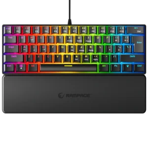 Tastierë Mekanike Rampage Plower K60 –Gaming, US Layout, Blue Switch, me Mbështetje për Duar